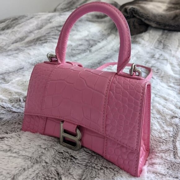 BALENCIAGA HOURGLASS XS HANDBAG CROCODILE EMBOSSED (PINK) - Brand New! <3 - Picture 8 of 9